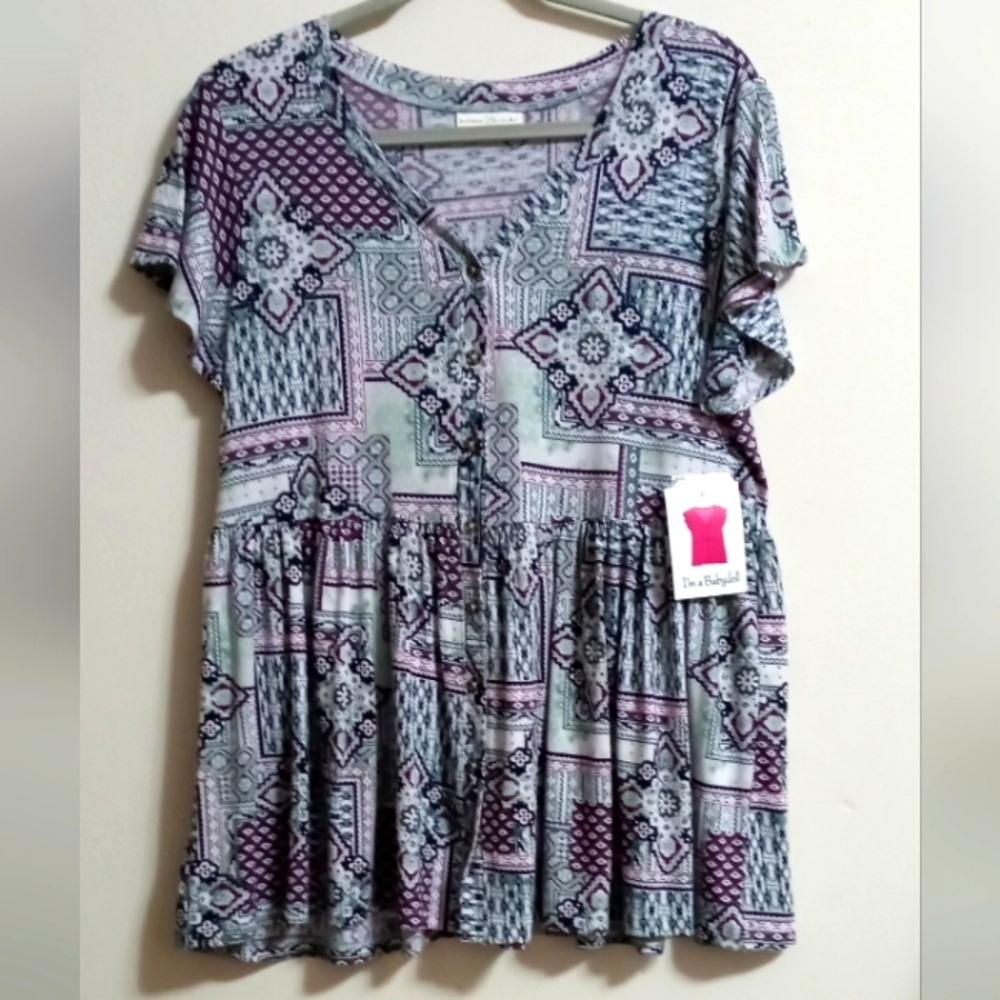 NWOT Bobbie Brooks button down clouser top floral print large